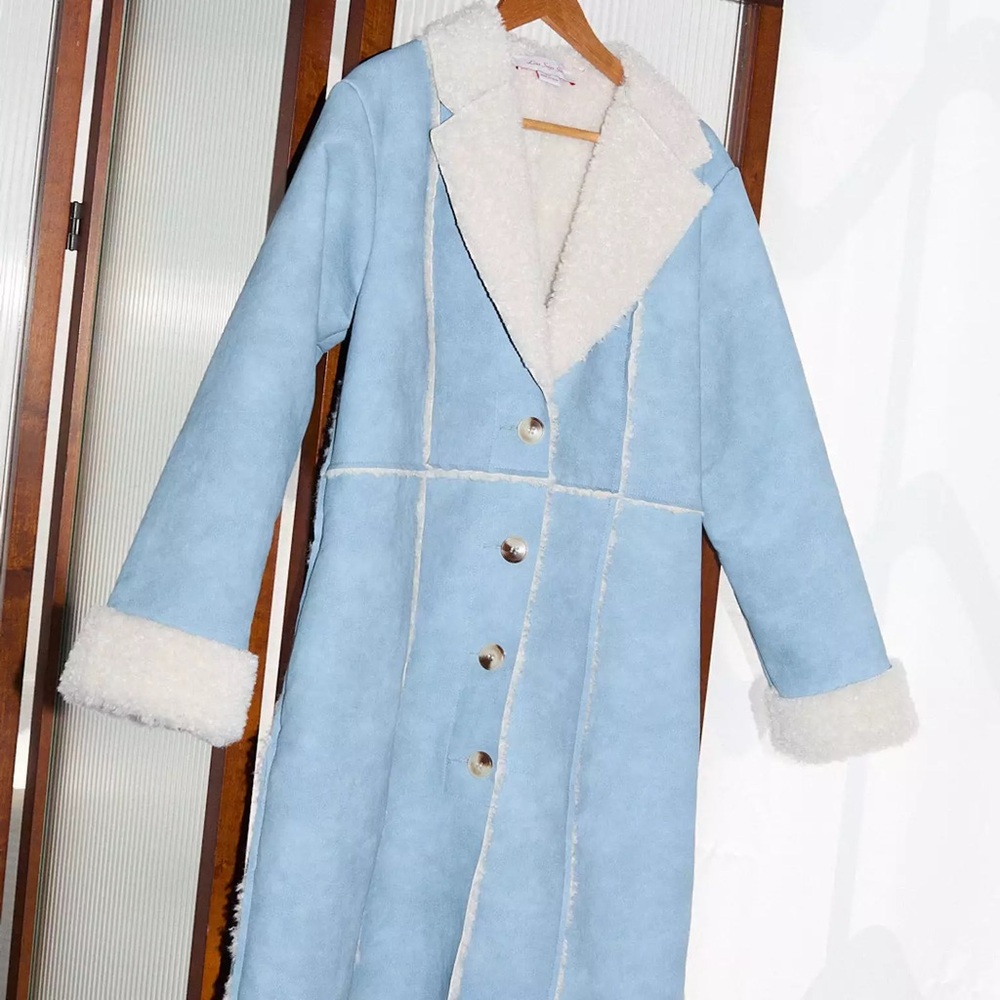 Lisa Says Gah! Nadia Sherpa Coat- Cloud Blue XS/S NWT